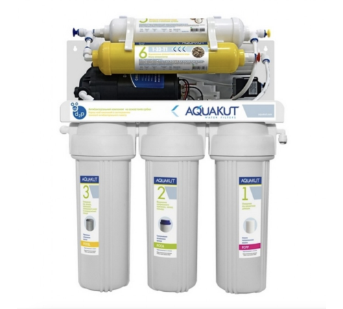 Система зворотного осмосу AQUAKUT із помпою 50G RO-6 ARА-02 з мінералізатором і баком 3,2G Система зворотного осмосу AQUAKUT із помпою 50G RO-6 ARА-02 з мінералізатором і баком 3,2G