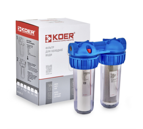 Фільтр для холодної води KOER KV-25-1/2 (2 колби, 8 атм. 3/4") (KR5020) Фільтр для холодної води KOER KV-25-1/2 (2 колби, 8 атм. 3/4") (KR5020)