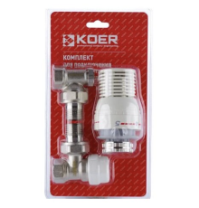 Комплект KOER KR.1320 1/2'' для підключення радіатора (кутовий) з термоголовкою