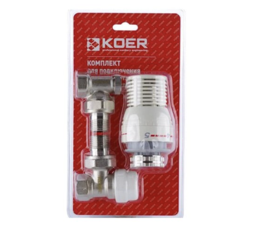 Комплект KOER KR.1320 1/2'' для підключення радіатора (кутовий) з термоголовкою Комплект KOER KR.1320 1/2'' для підключення радіатора (кутовий) з термоголовкою
