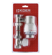 Комплект KOER KR.1321 1/2'' для підключення радіатора (прямий) з термоголовкою
