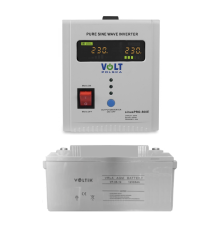 Комплект резервного живлення VOLTIK Polska Sinus Pro 500 E + мультигелева батарея VOLTIK AGM VP-65-12 12V 65Ah