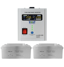 Комплект резервного живлення VOLT Polska SINUS PRO 1000 E 12-230 V + 2х мультигелева батарея VOLTIK AGM VP-65-12 12V 65Ah