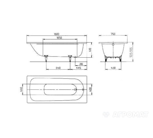 Ванная стальная Kaldewei Saniform plus 112500010001 160х75 см Ванная стальная Kaldewei Saniform plus 112500010001 160х75 см