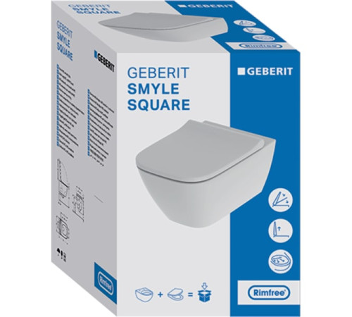 Унітаз підвісний Geberit Smyle Square 500.683.00.2 Rimfree, із сидінням Soft Close Унітаз підвісний Geberit Smyle Square 500.683.00.2 Rimfree, із сидінням Soft Close