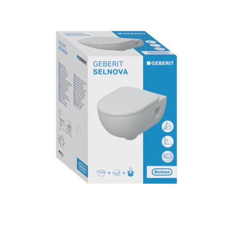 Унітаз підвісний Geberit Selnova 501.750.00.1 безобідковий (Rimfree) з кришкою Soft close Унітаз підвісний Geberit Selnova 501.750.00.1 безобідковий (Rimfree) з кришкою Soft close