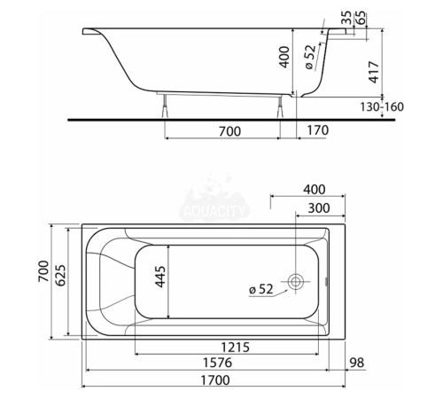 Ванна акрилова Kolo Rekord XWP3677000N 170x70 см Ванна акрилова Kolo Rekord XWP3677000N 170x70 см