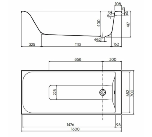 Ванна акрилова Kolo Rekord XWP3660000N 160x70 см Ванна акрилова Kolo Rekord XWP3660000N 160x70 см