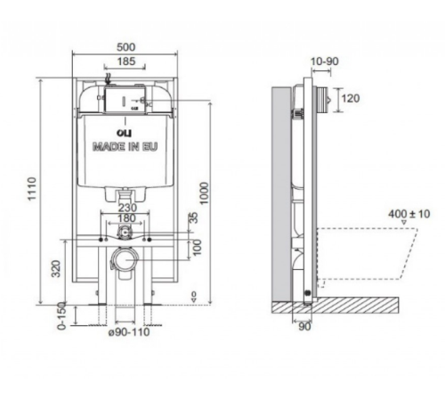 Інсталяція для унітаза OLI OLI74 Plus S90 601803 Інсталяція для унітаза OLI OLI74 Plus S90 601803