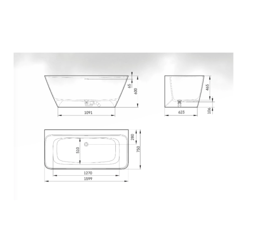 Ванна зі штучного каменю PAA QUADRO VAQUAS/00 Silkstone 160х75 см Ванна зі штучного каменю PAA QUADRO VAQUAS/00 Silkstone 160х75 см