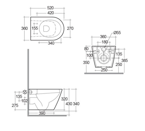 Унітаз підвісний безобідковий з кришкою SLIM Duroplast, Soft Close, Quick release RST23500A+RSTSC3901500 Feeling Rak Ceramics Унітаз підвісний безобідковий з кришкою SLIM Duroplast, Soft Close, Quick release RST23500A+RSTSC3901500 Feeling Rak Ceramics