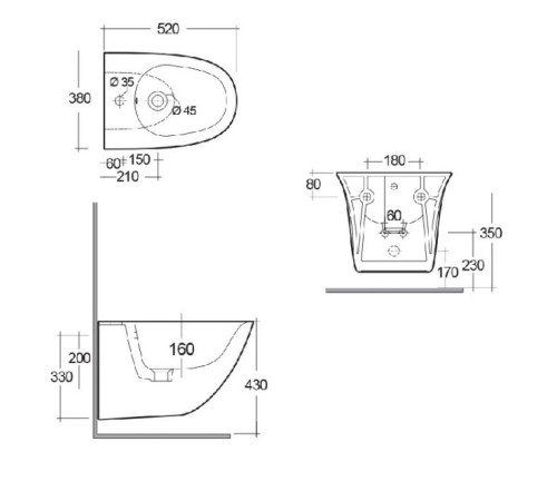 Біде підвісне Rak Ceramics Sensation SENBD2101AWHA Біде підвісне Rak Ceramics Sensation SENBD2101AWHA