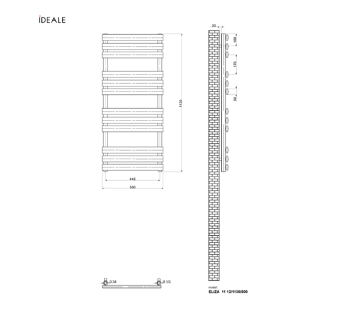 Сушка для рушників дизайнерська Ideale Eliza 11 12/1130/500 WHITE Сушка для рушників дизайнерська Ideale Eliza 11 12/1130/500 WHITE