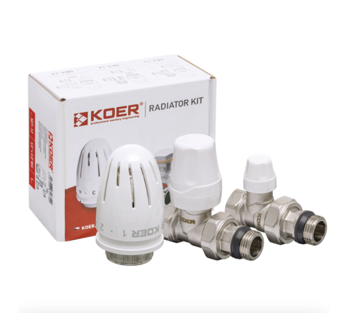 Комплект KOER SET-12 - 1/2"x1/2" для підключення радіатора (прямий) з термоголовкою ВН Комплект KOER SET-12 - 1/2"x1/2" для підключення радіатора (прямий) з термоголовкою ВН