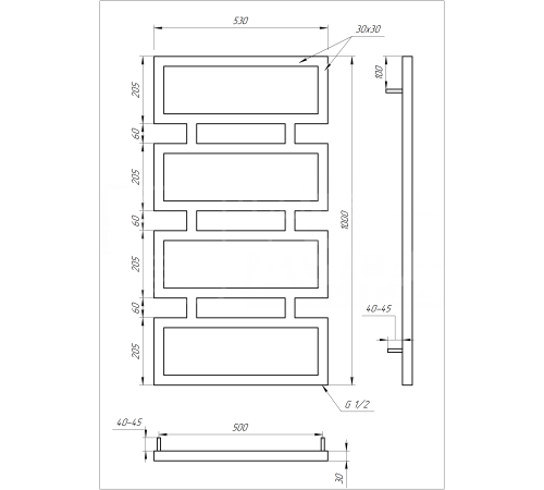 Сушка для рушників дизайнерська Genesis-Aqua QUATTRO Black (1000) Сушка для рушників дизайнерська Genesis-Aqua QUATTRO Black (1000)