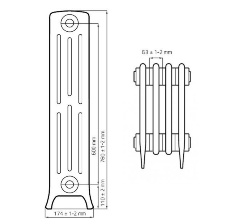 Чавунний радіатор Derby-M 4/75 (144/600) Чавунний радіатор Derby-M 4/75 (144/600)