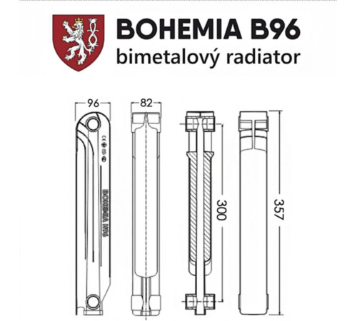 Біметалевий радіатор BOHEMIA B96 300/96
