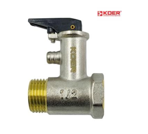 Запобіжний клапан KOER KR.1046 - 1/2” для бойлера (з ручкою) Запобіжний клапан KOER KR.1046 - 1/2” для бойлера (з ручкою)