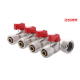 Колектор вентильний KOER KR.1126-4 - 1”x4 WAYS з куля. кранами та фітингом