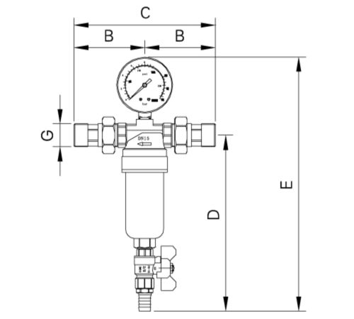 Фільтр самоочисний з манометром KOER KR.1250 1/2"