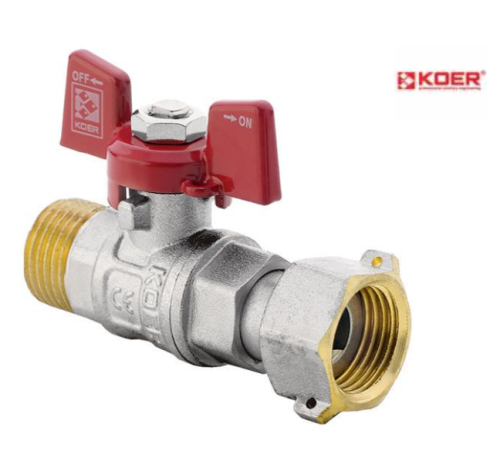 Кран кульовий прямий KOER KR.220 - 3/4" ГШМ з накидною гайкою Кран кульовий прямий KOER KR.220 - 3/4" ГШМ з накидною гайкою