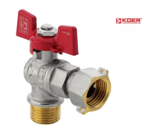 Кран кульовий кутовий KOER KR.221 - 1/2" ГШМ з накидною гайкою Кран кульовий кутовий KOER KR.221 - 1/2" ГШМ з накидною гайкою