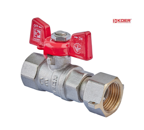 Кран кульовий прямий KOER KR.222 - 1/2" ГГМ з накидною гайкою Кран кульовий прямий KOER KR.222 - 1/2" ГГМ з накидною гайкою