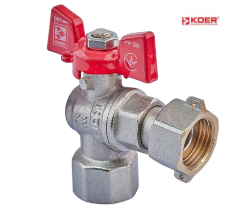 Кран кульовий кутовий KOER KR.223 - 1/2" ГГМ з накидною гайкою Кран кульовий кутовий KOER KR.223 - 1/2" ГГМ з накидною гайкою