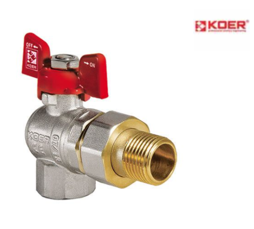 Кран з американкою кутовий KOER KR.228 - 1" Кран з американкою кутовий KOER KR.228 - 1"