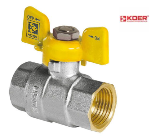 Кран кульовий KOER YELLOW KR.217.G - 1/2" ГГМ ГАЗ Кран кульовий KOER YELLOW KR.217.G - 1/2" ГГМ ГАЗ