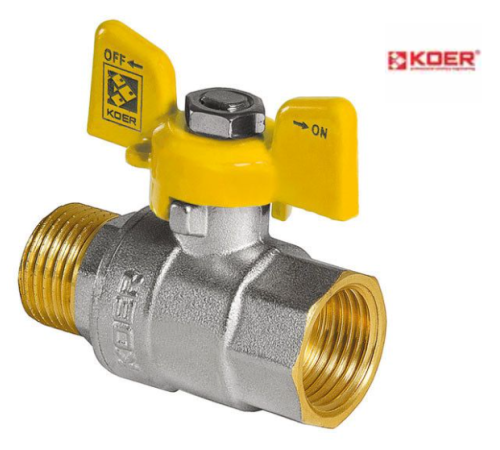 Кран кульовий KOER YELLOW KR.218.G - 1/2" ГШМ ГАЗ Кран кульовий KOER YELLOW KR.218.G - 1/2" ГШМ ГАЗ