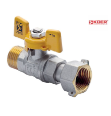 Кран кульовий кутовий KOER YELLOW KR.222.G - 1/2" ГШМ ГАЗ з накиданою гайкою