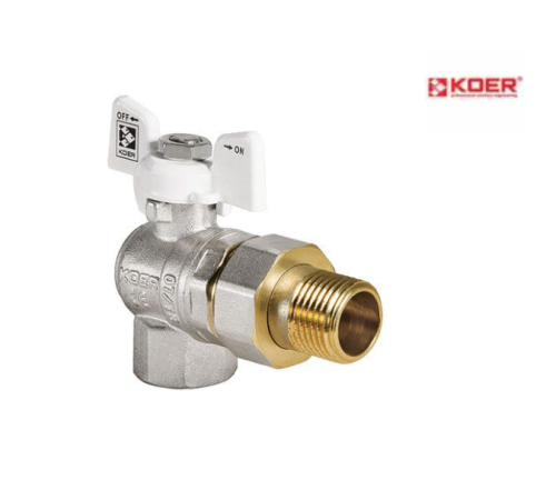 Кран з американкою кутовий KOER WHITE KR.228.W - 1/2" Кран з американкою кутовий KOER WHITE KR.228.W - 1/2"