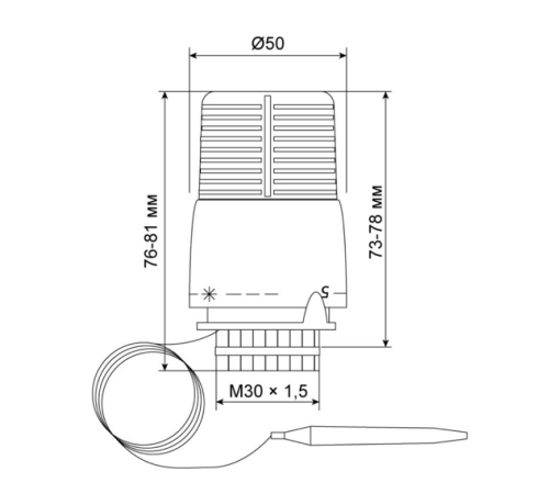Термоголовка KOER KR.1333 - M30x1.5 с выносным датчиком Термоголовка KOER KR.1333 - M30x1.5 с выносным датчиком