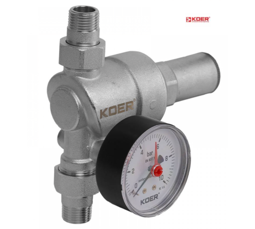 Редуктор тиску KOER KR.1239 - 1/2" (мембранний) з виходом під манометр Редуктор тиску KOER KR.1239 - 1/2" (мембранний) з виходом під манометр