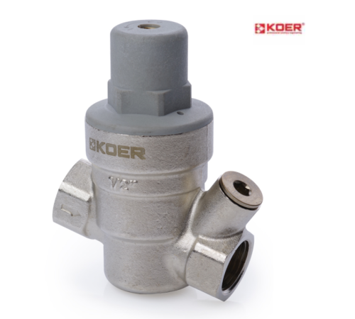 Редуктор тиску KOER KR.1253 - 1/2" (мембранний) з виходом під манометр. Редуктор тиску KOER KR.1253 - 1/2" (мембранний) з виходом під манометр.
