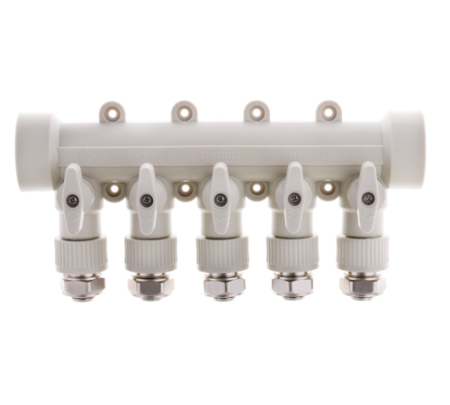 Колектор PPR KOER D40*20 на 5 виходи K0193.PRO з фітингом Колектор PPR KOER D40*20 на 5 виходи K0193.PRO з фітингом