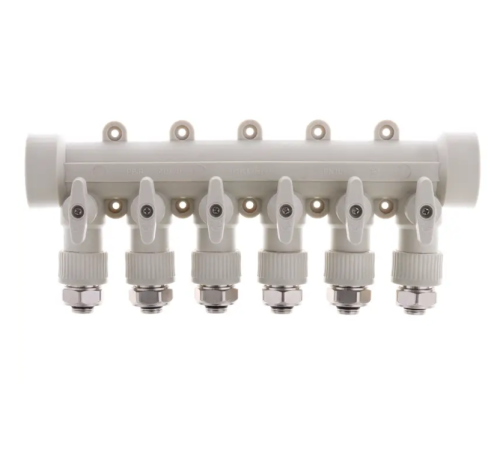 Колектор PPR KOER D40*20 на 6 виходи K0194.PRO з фітингом Колектор PPR KOER D40*20 на 6 виходи K0194.PRO з фітингом