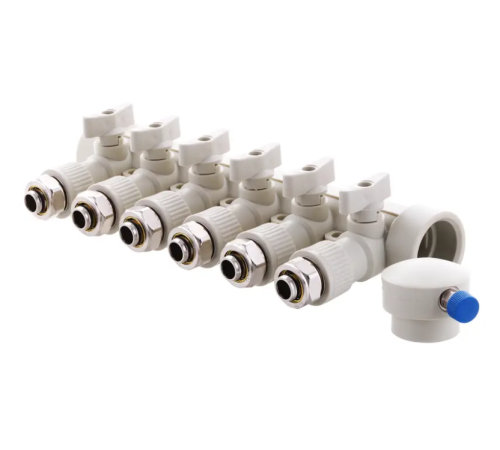 Колектор PPR KOER D40*20 на 6 виходи K0194.PRO з фітингом Колектор PPR KOER D40*20 на 6 виходи K0194.PRO з фітингом