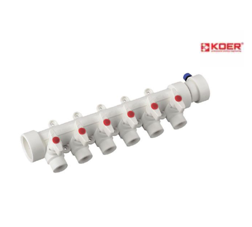 Колектор PPR KOER D40*20 на 6 виходи K0173.PRO (KP0223) Колектор PPR KOER D40*20 на 6 виходи K0173.PRO (KP0223)
