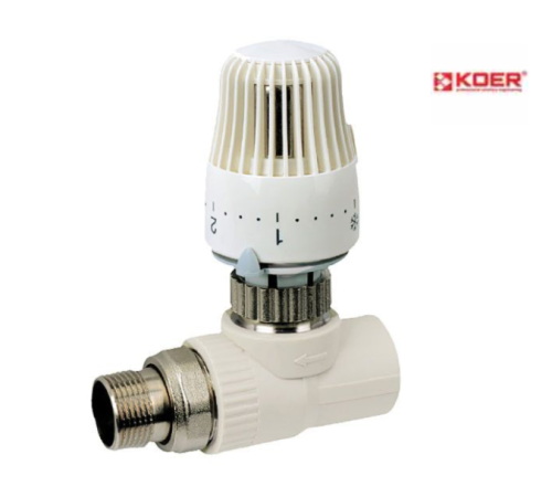 Кран PPR KOER термостатичний з термоголовою прямий D20*1/2 K0155.PRO (KP0198) Кран PPR KOER термостатичний з термоголовою прямий D20*1/2 K0155.PRO (KP0198)