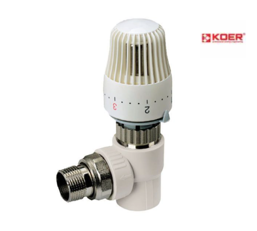 Кран PPR KOER термостатичний з термоголовою кутовий D25*3/4 K0154.PRO (KP0196) Кран PPR KOER термостатичний з термоголовою кутовий D25*3/4 K0154.PRO (KP0196)