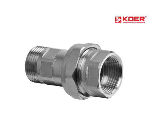Американка KOER KR.175.N пряма - 3/4" (нікель) із зворотним клапаном Американка KOER KR.175.N пряма - 3/4" (нікель) із зворотним клапаном