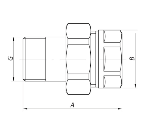 Американка KOER KR.341.CHR пряма - 1/2" (хром) Американка KOER KR.341.CHR пряма - 1/2" (хром)