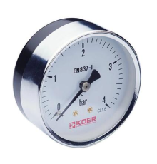 Манометр аксиальный KOER KM.611A D=63 мм (0-10 bar) 1/4''