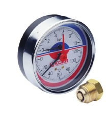 Термо-Манометр аксиальный KOER KM.812A D=80 мм (0-10 bar) 1/2''
