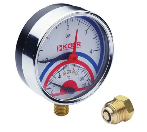 Термо-Манометр радиальный KOER KM.821R D=80 мм (0-6 bar) 1/2'' Термо-Манометр радиальный KOER KM.821R D=80 мм (0-6 bar) 1/2''