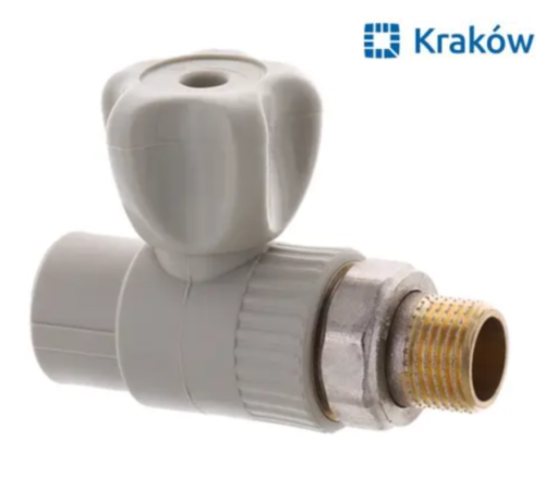 Кран PPR радіаторний прямий (КБП) Krakow D20*1/2 (латунний шар) Кран PPR радіаторний прямий (КБП) Krakow D20*1/2 (латунний шар)