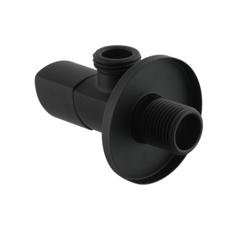 Кран приладовий кутовий Raftec Relo Black 1/2"*3/4" VKB80102 ( з керамічним запірним елементом )