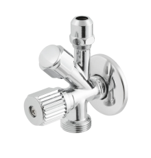 Кран приладовий кутовий Raftec Silver 1/2"*3/8"*3/4" VYU0100502 (вентильний)